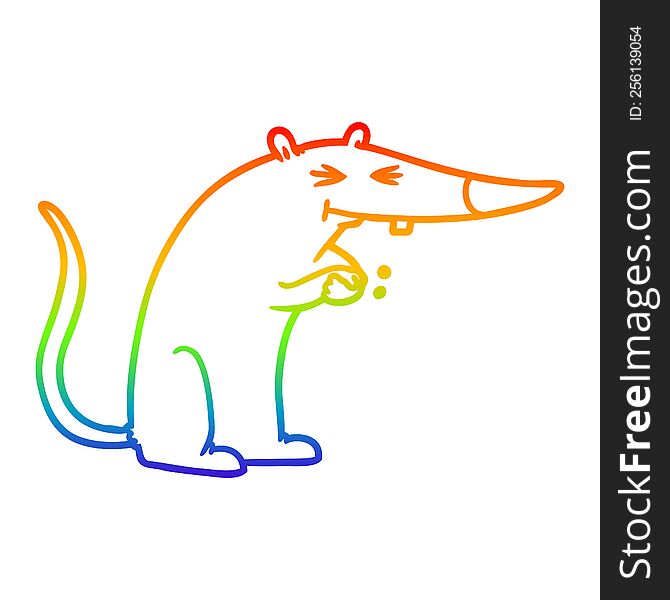 rainbow gradient line drawing cartoon sneaky rat