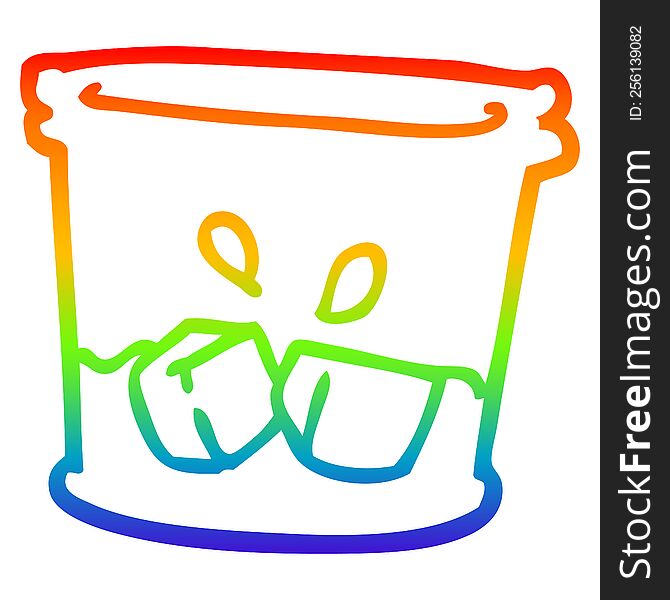 rainbow gradient line drawing of a cartoon drink in glass tumbler