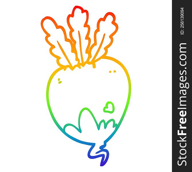 rainbow gradient line drawing of a cartoon beet root