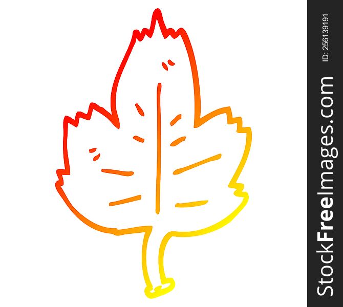 warm gradient line drawing of a cartoon leaf