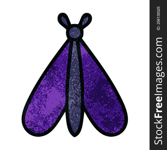 Retro Grunge Texture Cartoon Moth Bug