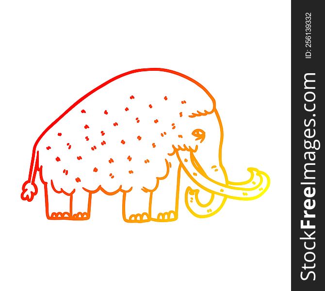 warm gradient line drawing of a cartoon mammoth