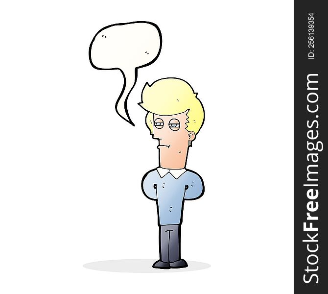 Cartoon Jaded Man With Speech Bubble