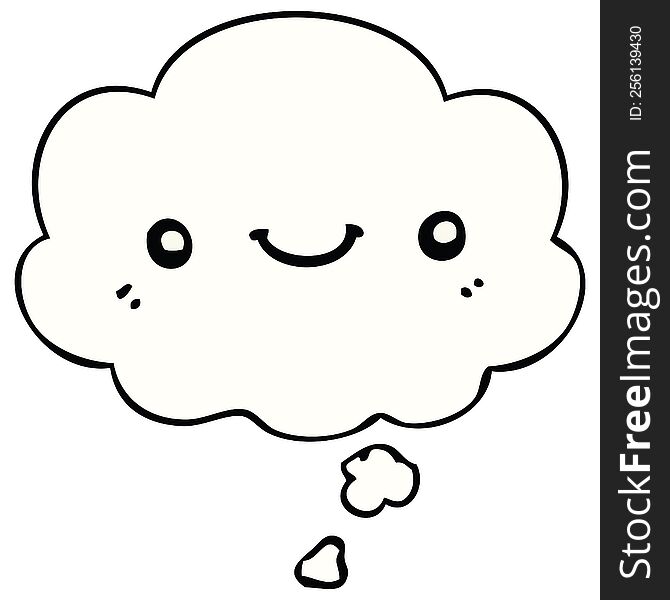 cartoon cute happy face with thought bubble. cartoon cute happy face with thought bubble