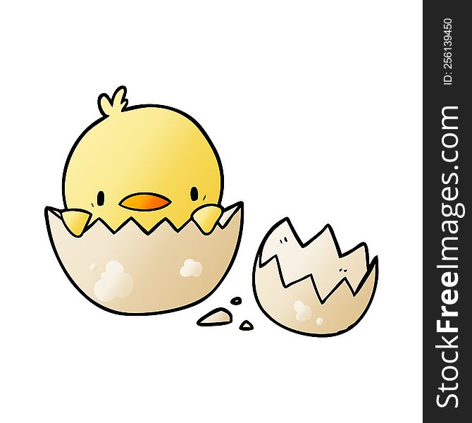 cute cartoon chick hatching from egg. cute cartoon chick hatching from egg