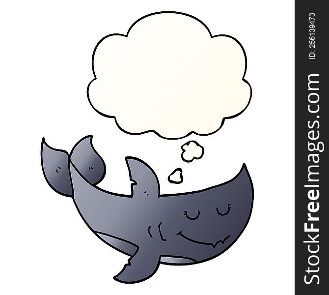 cartoon shark with thought bubble in smooth gradient style