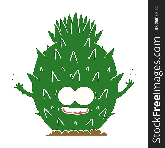 Flat Color Style Cartoon Cactus
