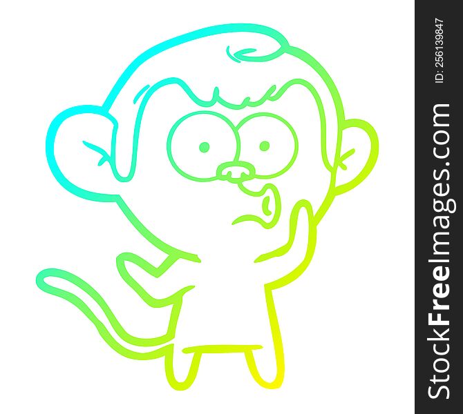 Cold Gradient Line Drawing Cartoon Hooting Monkey