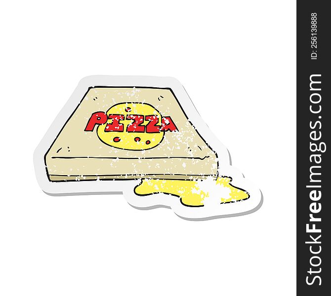 Retro Distressed Sticker Of A Cartoon Pizza