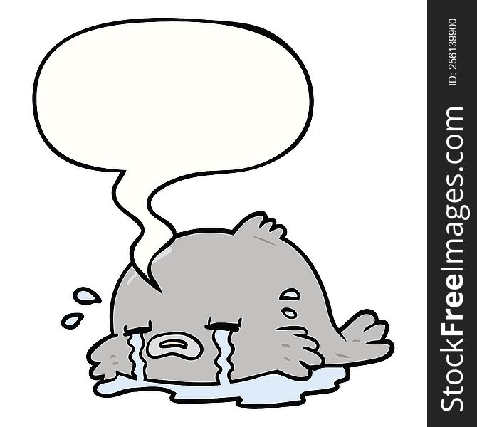 Cartoon Crying Fish And Speech Bubble
