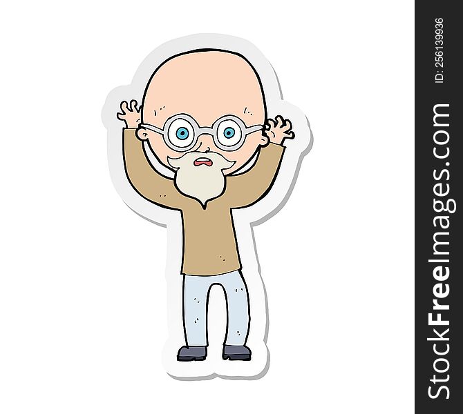 Sticker Of A Cartoon Stressed Bald Man