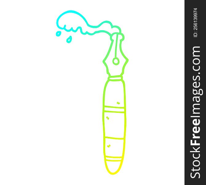 cold gradient line drawing of a cartoon fountain pen