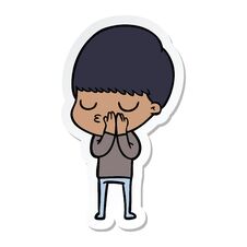 Sticker Of A Cartoon Calm Boy Stock Image