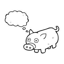 Thought Bubble Cartoon Piglet Stock Photo