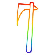 Rainbow Gradient Line Drawing Cartoon Viking Axe Stock Images