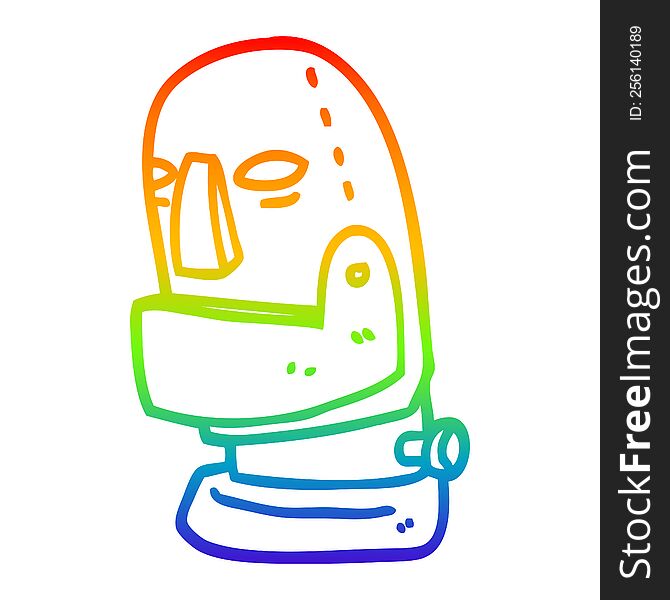 Rainbow Gradient Line Drawing Cartoon Robot Head