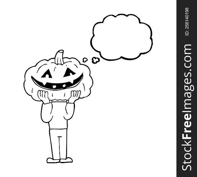 Thought Bubble Cartoon Pumpkin Head Halloween Costume