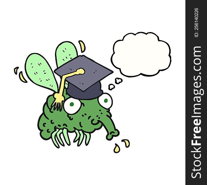 Thought Bubble Cartoon Fly Graduate
