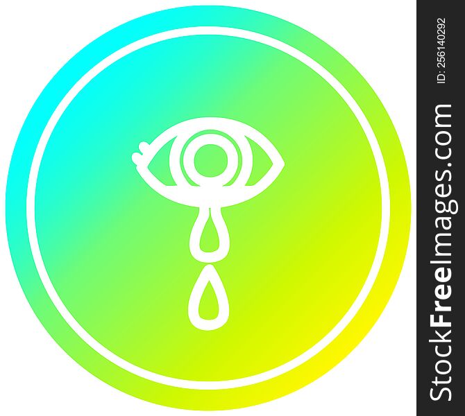crying eye circular icon with cool gradient finish. crying eye circular icon with cool gradient finish