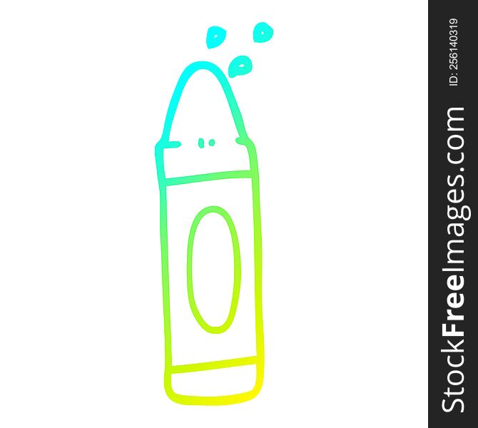 cold gradient line drawing of a cartoon green crayon