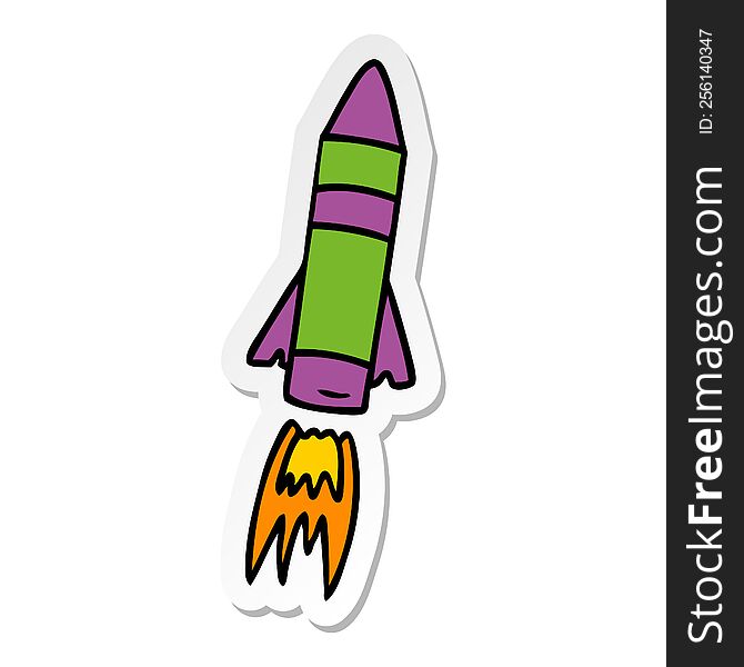 Sticker Cartoon Doodle Of A Space Rocket
