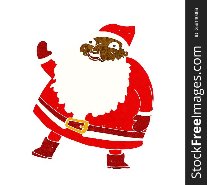 Funny Waving Santa Claus Cartoon