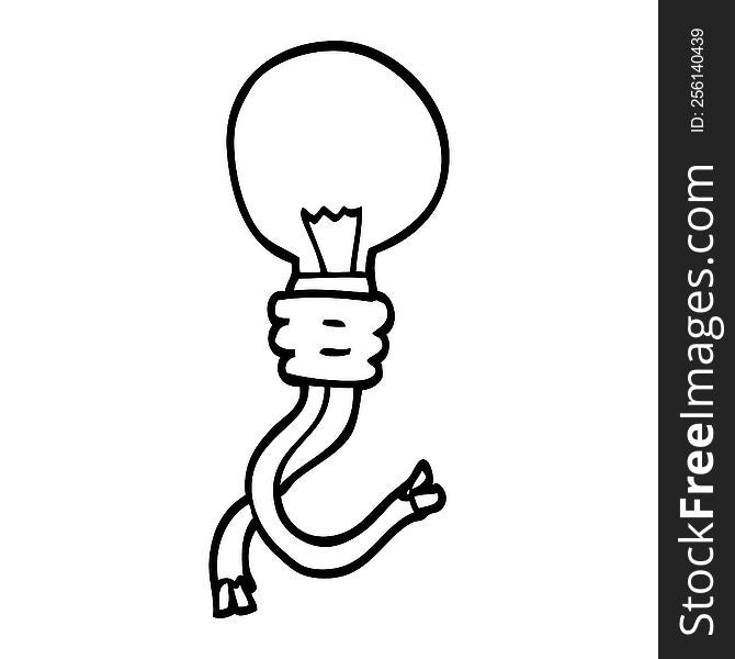 line drawing cartoon electric light bulb