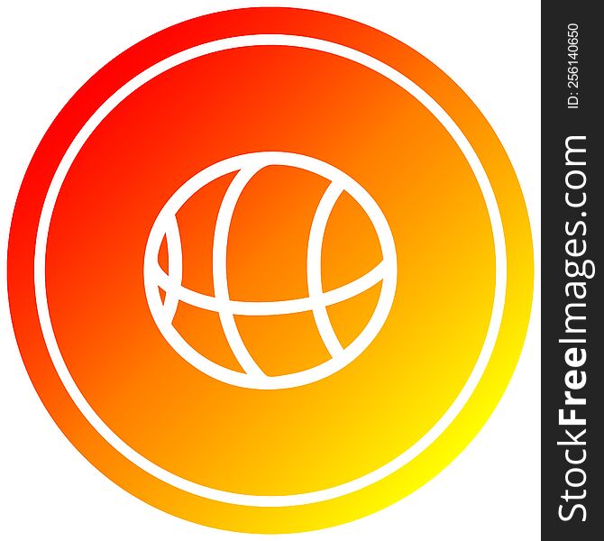 basketball sports circular icon with warm gradient finish. basketball sports circular icon with warm gradient finish