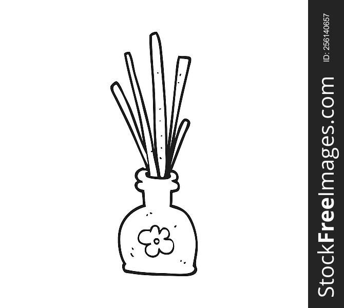 freehand drawn black and white cartoon fragrance oil reeds