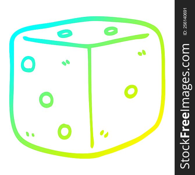 cold gradient line drawing of a cartoon classic dice