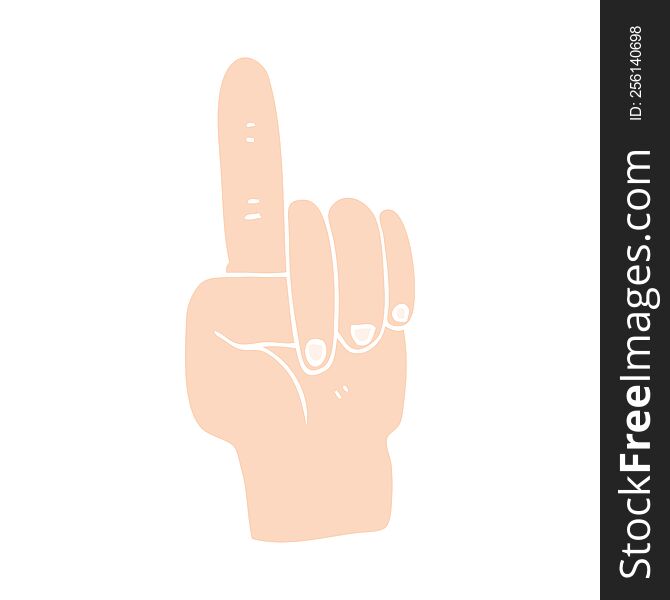 Flat Color Illustration Of A Cartoon Pointing Hand