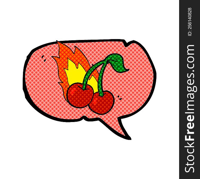 comic book speech bubble cartoon flaming cherries