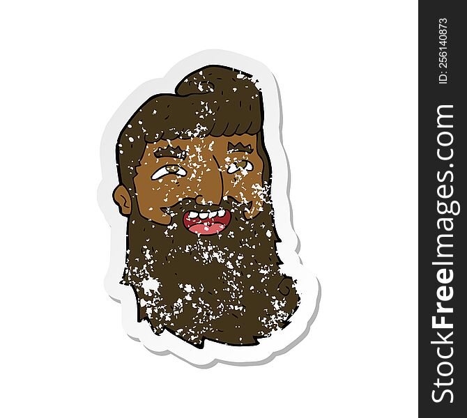 Retro Distressed Sticker Of A Cartoon Man With Beard Laughing