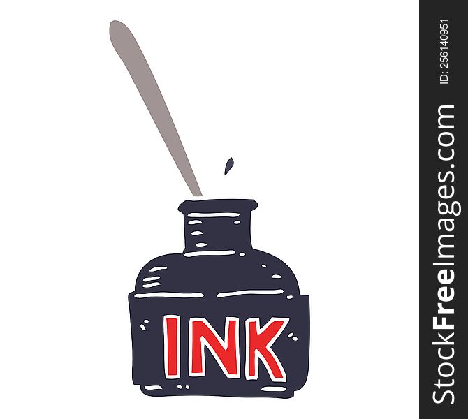 cartoon doodle ink bottle