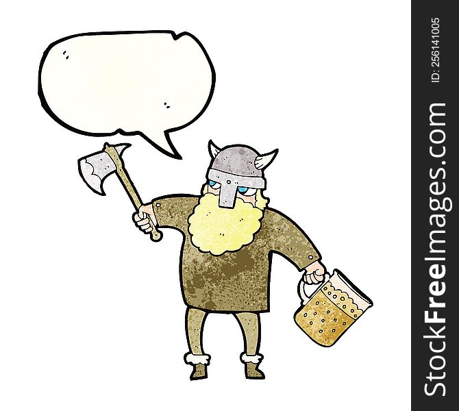 Speech Bubble Textured Cartoon Drunk Viking