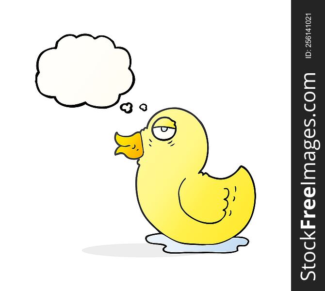 freehand drawn thought bubble cartoon rubber duck