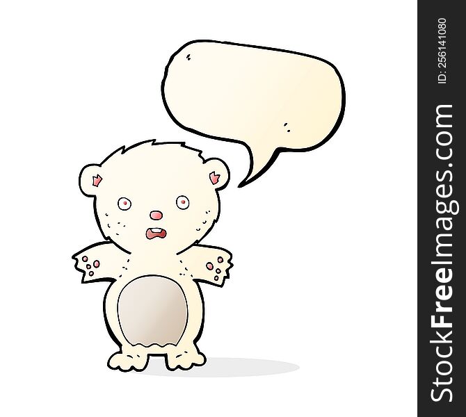 frightened polar bear cartoon with speech bubble