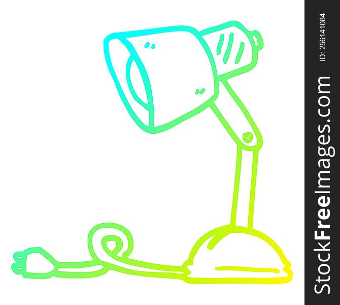 cold gradient line drawing of a cartoon desk lamp