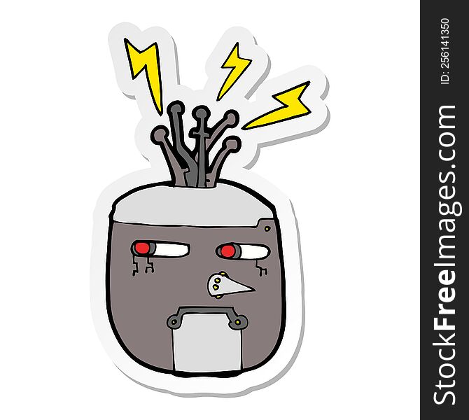 Sticker Of A Cartoon Robot Head