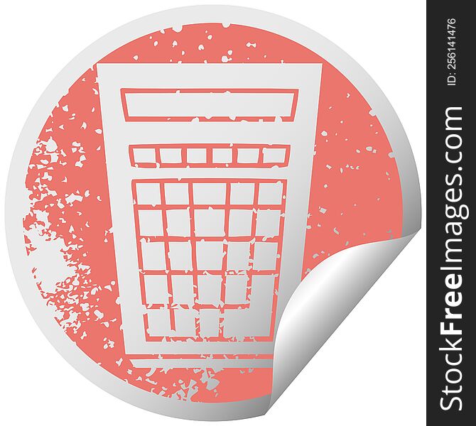 Quirky Distressed Circular Peeling Sticker Symbol Calculator