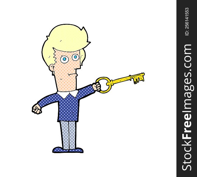 Cartoon Man With Key