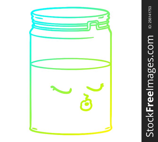 cold gradient line drawing of a cartoon glass jar