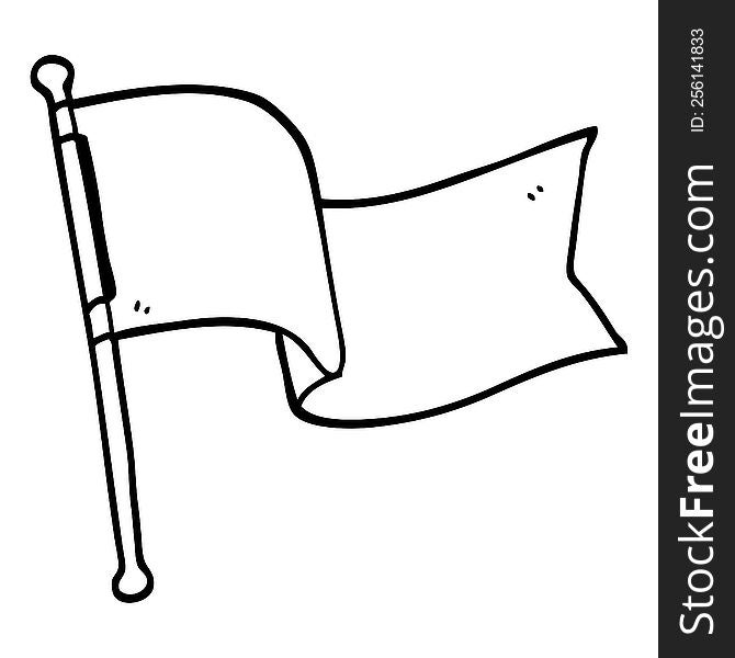 Line Drawing Cartoon White Flag Waving