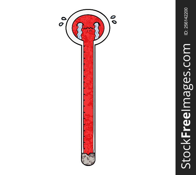 cartoon thermometer crying. cartoon thermometer crying