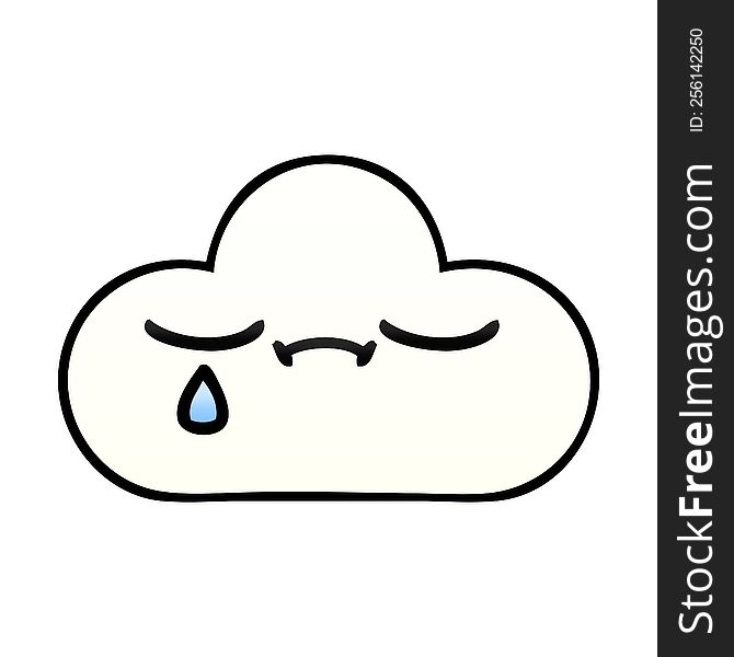 gradient shaded cartoon of a sad cloud
