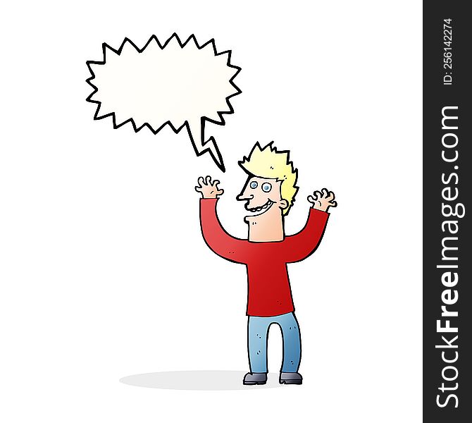 Cartoon Excited Man With Speech Bubble