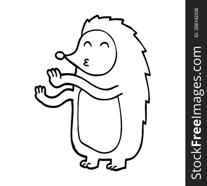 line drawing cartoon happy hedgehog