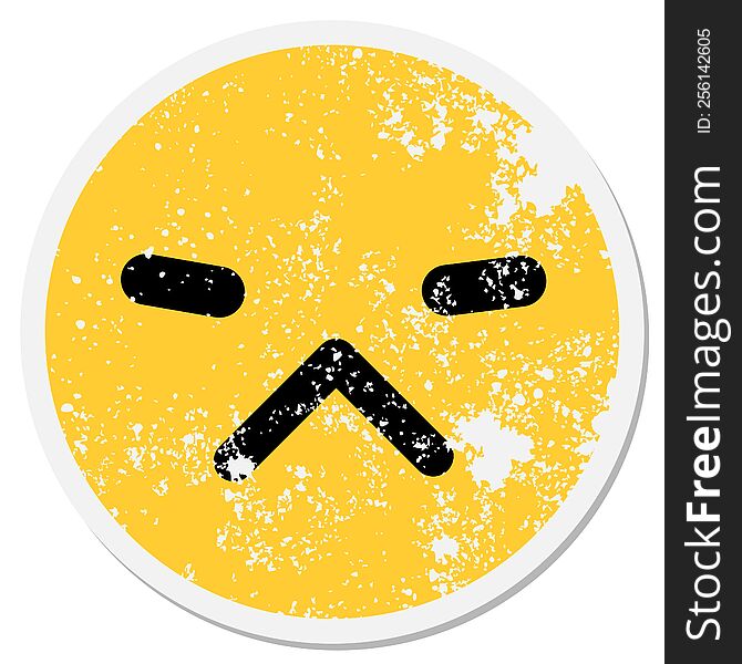 simple annoyed face circular sticker