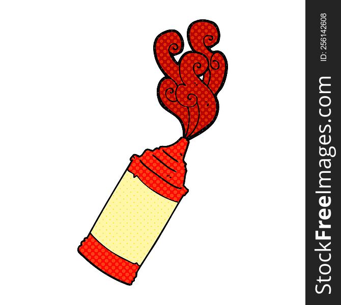 freehand drawn comic book style cartoon ketchup bottle