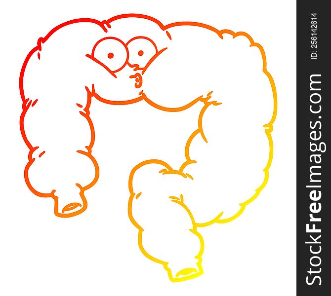 warm gradient line drawing of a cartoon surprised colon